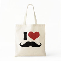 I Love Mustache Tote Bags