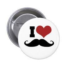 I Love Mustache Buttons