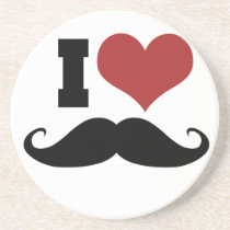 I Love Mustache Drink Coaster