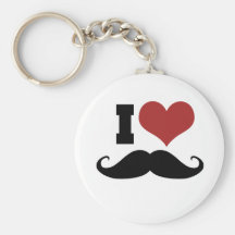 I Love Mustache Key Chains