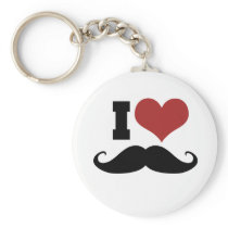 I Love Mustache Key Chains