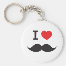 I Love Mustache Keychain