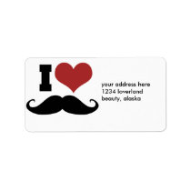 I Love Mustache Custom Address Label