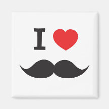 I Love Mustache Magnets