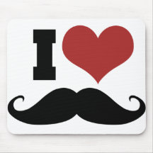 I Love Mustache Mouse Pads