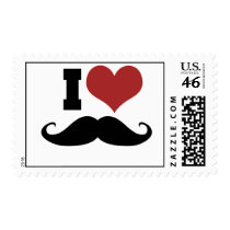 I Love Mustache Postage Stamp