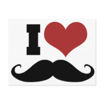 I Love Mustache Postcard