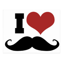 I Love Mustache Postcard