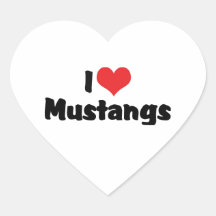 I Love Mustangs Heart Stickers