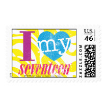 I Love My 17 Aqua stamps
