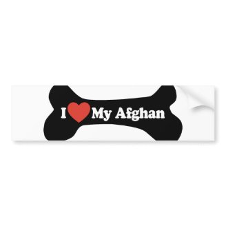 I Love My Afghan - Dog Bone Bumper Stickers