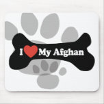 I Love My Afghan - Dog Bone Mousepads