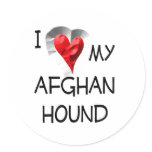 I Love My Afghan Hound Round Stickers