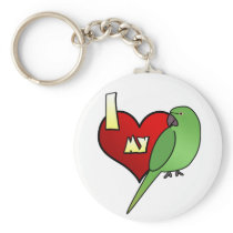 I Love my African Ringneck Parakeet Keychains