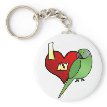 I Love my African Ringneck Parakeet Keychain