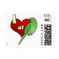 I Love my African Ringneck Parakeet Postage Stamps