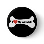 I Love My Airedale - Dog Bone Buttons