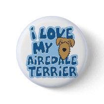 I Love My Airedale Terrier Button by MenagerieMayhem I Love My Airedale Terrier Button