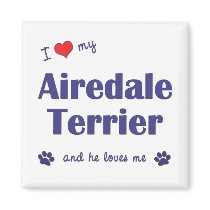 I Love My Airedale Terrier (Male Dog) Magnets