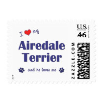 I Love My Airedale Terrier (Male Dog) Postage