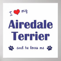 I Love My Airedale Terrier (Male Dog) Print