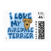 I Love My Airedale Terrier Stamps