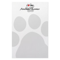 I Love My Airedale Terrier Stationery Design