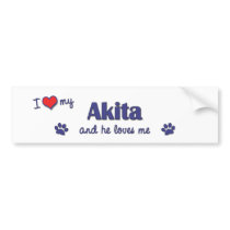 I Love My Akita (Male Dog) bumper stickers