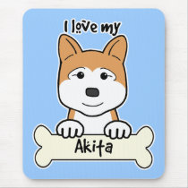 I Love My Akita mousepads by dogcartoons I Love My Akita mousepads