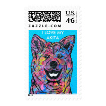 I LOVE MY AKITA postage