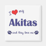 I Love My Akitas (Multiple Dogs) Fridge Magnets