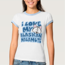 I Love My Alaskan Malamute Ladies Ringer T-Shirt