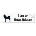 I Love My Alaskan Malamute Silhouette bumpersticker