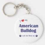 I Love My American Bulldog (Female Dog) Keychain