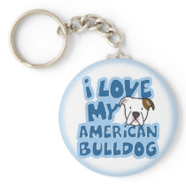 I Love My American Bulldog Keychain