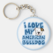 I Love My American Bulldog Keychain