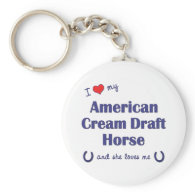 I Love My American Cream Draft (Female Horse) Key Chains