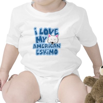 I Love My American Eskimo Baby Creeper T Shirts by MenagerieMayhem