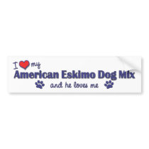 I Love My American Eskimo Dog Mix (Male Dog) bumper stickers by muttybuddy I Love My American Eskimo Dog Mix (Male Dog) bumper stickers