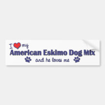 I Love My American Eskimo Dog Mix (Male Dog) Bumper Stickers
