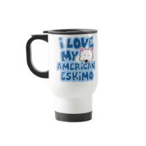 I Love My American Eskimo Travel Mug by MenagerieMayhem I Love My American Eskimo Travel Mug