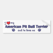 I Love My American Pit Bull Terrier (Male Dog) Bumper Stickers