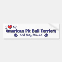 I Love My American Pit Bull Terriers (Multi Dogs) Bumper Sticker