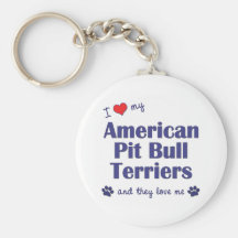 I Love My American Pit Bull Terriers (Multi Dogs) Key Chain