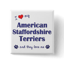 I Love My American Staffordshires (Multiple Dogs) buttons