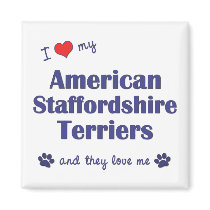 I Love My American Staffordshires (Multiple Dogs) magnets