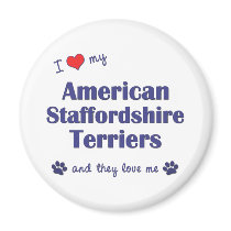 I Love My American Staffordshires (Multiple Dogs) magnets