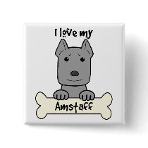 I Love My Amstaff Pinback Button