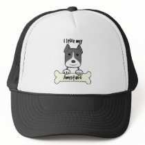 I Love My Amstaff hats