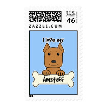 I Love My Amstaff Postage Stamps